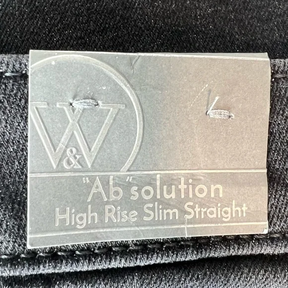 Wit & Wisdom Black glitter High Waisted Straight Leg Denim cuffed Jean - Picture 11 of 12